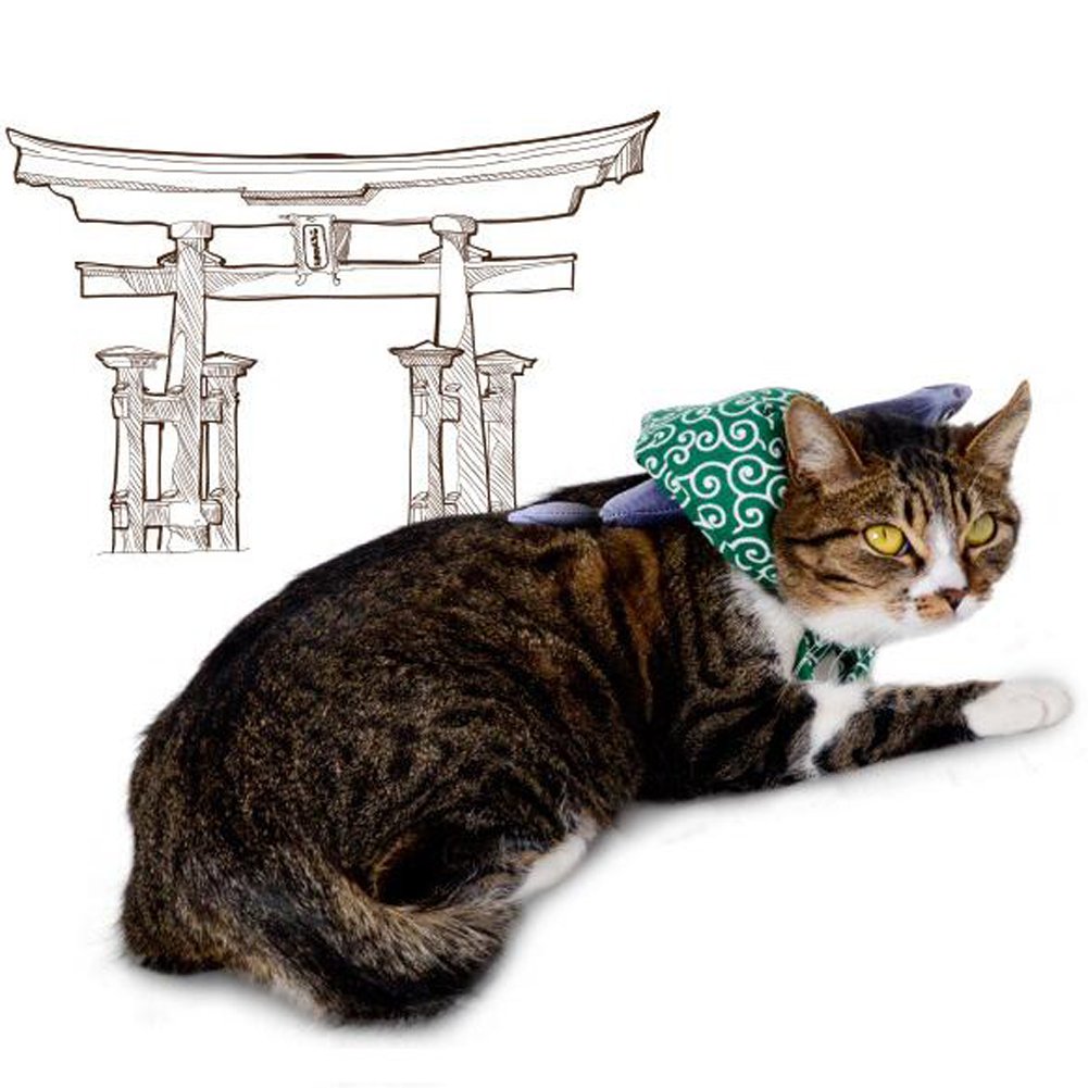 Amazon | Kawapet 猫 唐草 風呂敷包み 首輪 和柄 面白いネック